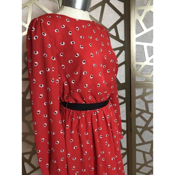 New kit and sky casuel dress crewneck long sleeve red S Small Red Flowers - Picture 7 of 12